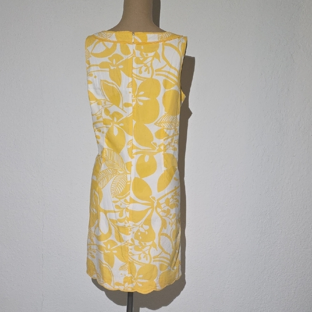 Talbots Yellow White Floral Dress Tropical Vacation Cruise Resortwear Size 8 - Picture 6 of 15